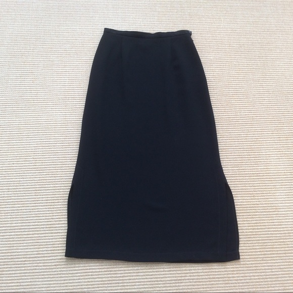 Nordstrom Black Full Length Skirt w/ Slits Size 6 - Picture 2 of 11